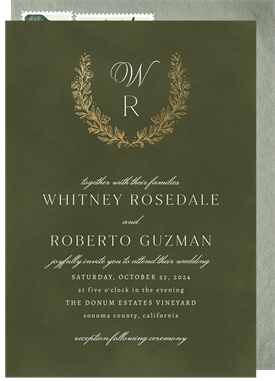 'Classic Gilded Monogram' Wedding Invitation