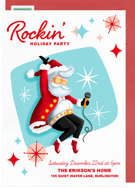 'Rockstar Santa' Holiday Party Invitation
