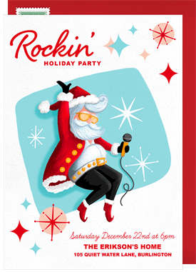 'Rockstar Santa' Christmas Party Invitation