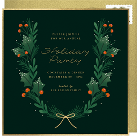 'Festive Winter Laurel' Holiday Party Invitation