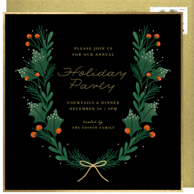 'Festive Winter Laurel' Holiday Party Invitation