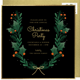 'Festive Winter Laurel' Christmas Party Invitation