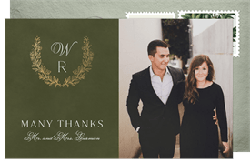 'Classic Gilded Monogram' Rehearsal Dinner Thank You Note