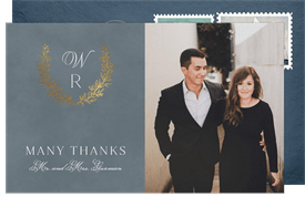 'Classic Gilded Monogram' Rehearsal Dinner Thank You Note