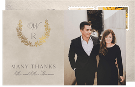 'Classic Gilded Monogram' Party Thank You Note