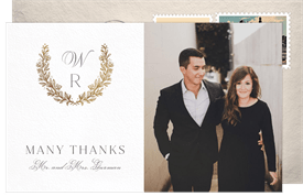 'Classic Gilded Monogram' Rehearsal Dinner Thank You Note