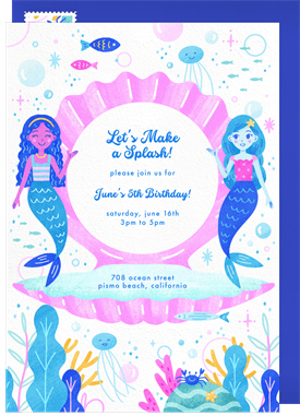 'Your Little Mermaid' Kids Birthday Invitation