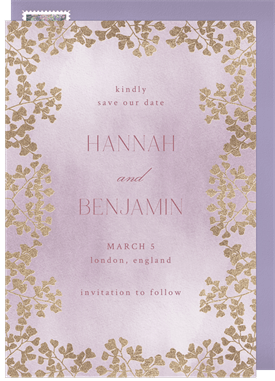 'Gilded Baby's Breath' Wedding Save the Date