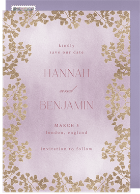 'Gilded Baby's Breath' Wedding Save the Date