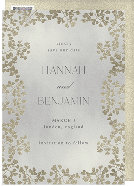 'Gilded Baby's Breath' Wedding Save the Date