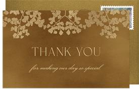 'Gilded Baby's Breath' Wedding Thank You Note