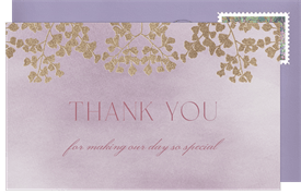'Gilded Baby's Breath' Wedding Thank You Note