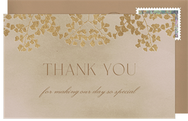 'Gilded Baby's Breath' Wedding Thank You Note