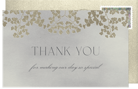 'Gilded Baby's Breath' Wedding Thank You Note