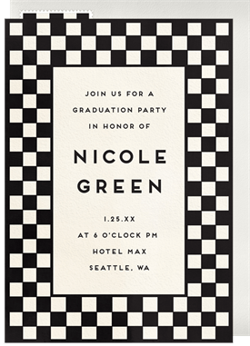 'Bold Checkerboard' Graduation Invitation