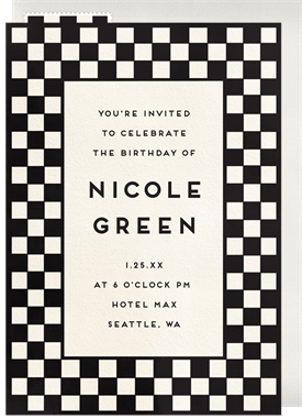 'Bold Checkerboard' Adult Birthday Invitation