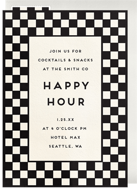 'Bold Checkerboard' Happy Hour Invitation