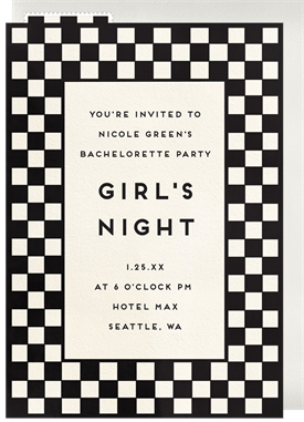 'Bold Checkerboard' Bachelorette Party Invitation