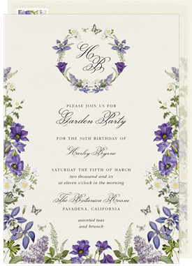 'Romantic Florals' Garden party Invitation
