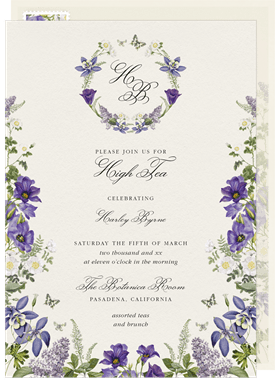 'Romantic Florals' Tea Party Invitation