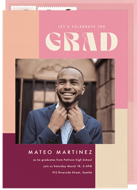 'Colorblock Grad' Graduation Invitation