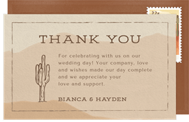 'Painted Desert Landscape' Wedding Thank You Note