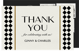 'Timeless Checkerboard' Wedding Thank You Note