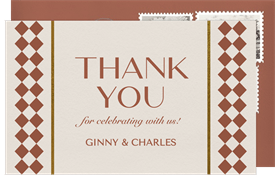 'Timeless Checkerboard' Wedding Thank You Note