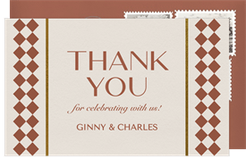 'Timeless Checkerboard' Wedding Thank You Note