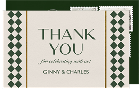 'Timeless Checkerboard' Wedding Thank You Note