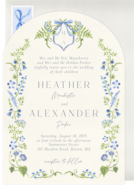 'Wildflower Crest' Wedding Invitation