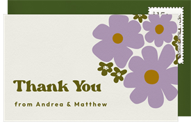 'Groovy Blooms' Wedding Thank You Note