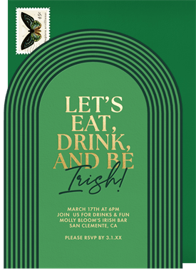 'Eat, Drink, and Be Irish!' St. Patrick's Day Invitation
