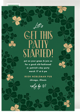 'Get This Patty Started' St. Patrick's Day Invitation