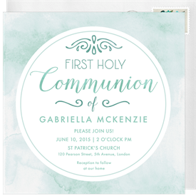 'Watercolor Communion' First Communion Invitation