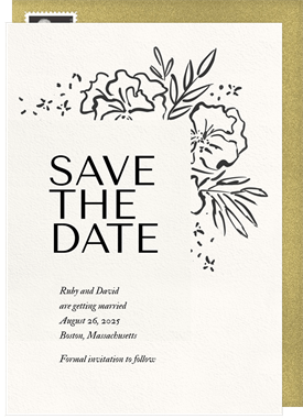 'Ink Florals' Wedding Save the Date