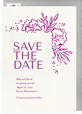 'Ink Florals' Wedding Save the Date