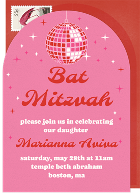 'Disco Sparkle' Bat Mitzvah Invitation