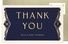 'Deco Monogram' Wedding Thank You Note