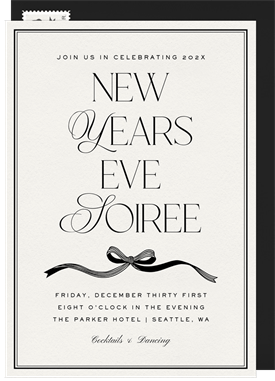 'Elegant Bow' New Year's Party Invitation