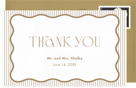 'Pinstripe Wave' Wedding Thank You Note