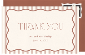 'Pinstripe Wave' Wedding Thank You Note