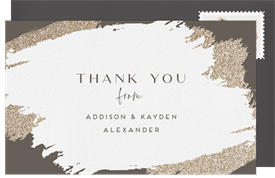 'Luxe Glitter Strokes' Wedding Thank You Note