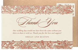 'Vineyard Trellis' Wedding Thank You Note