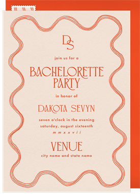 'Modern Squiggle' Bachelorette Party Invitation