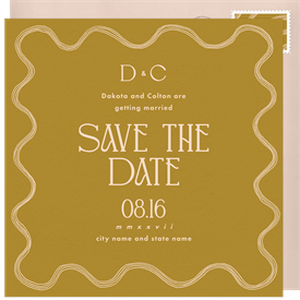 'Modern Squiggle' Wedding Save the Date
