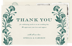 'Etched Floral Crest' Wedding Thank You Note