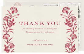 'Etched Floral Crest' Wedding Thank You Note