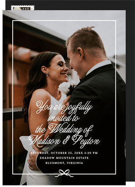 'Simple Border Bow' Wedding Invitation