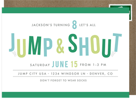 'Jump and Shout' Kids Birthday Invitation